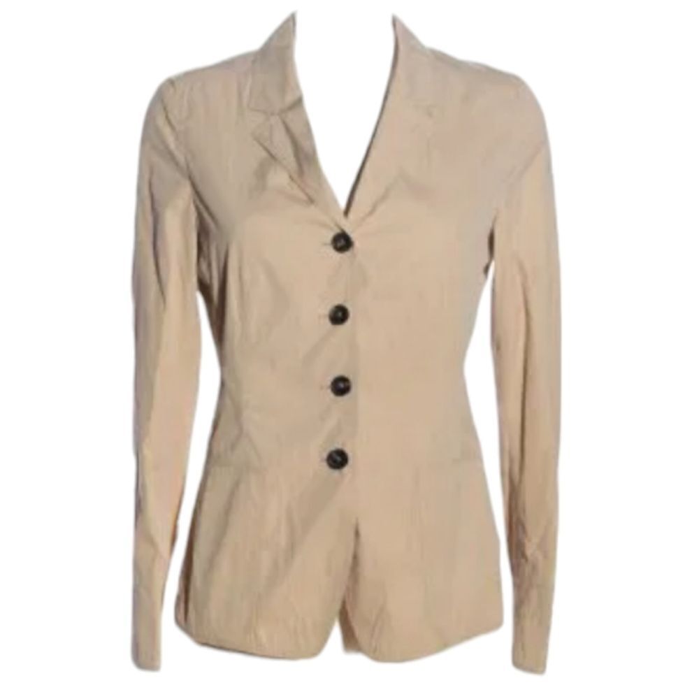 Rene Lezard cotton blend fitted blazer jacket cream color with buttons size 6